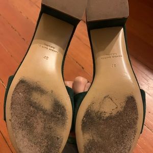 Mansur Gavriel Suede Green Slide Mules 37